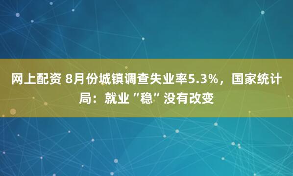 网上配资 8月份城镇调查失业率5.3%，国家统计局：就业“稳”没有改变