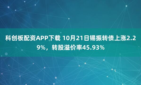 科创板配资APP下载 10月21日锡振转债上涨2.29%，转股溢价率45.93%