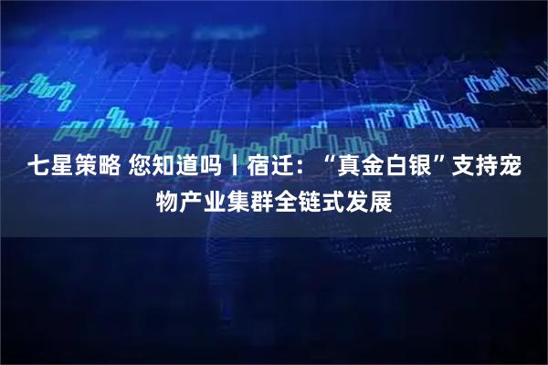 七星策略 您知道吗丨宿迁：“真金白银”支持宠物产业集群全链式发展